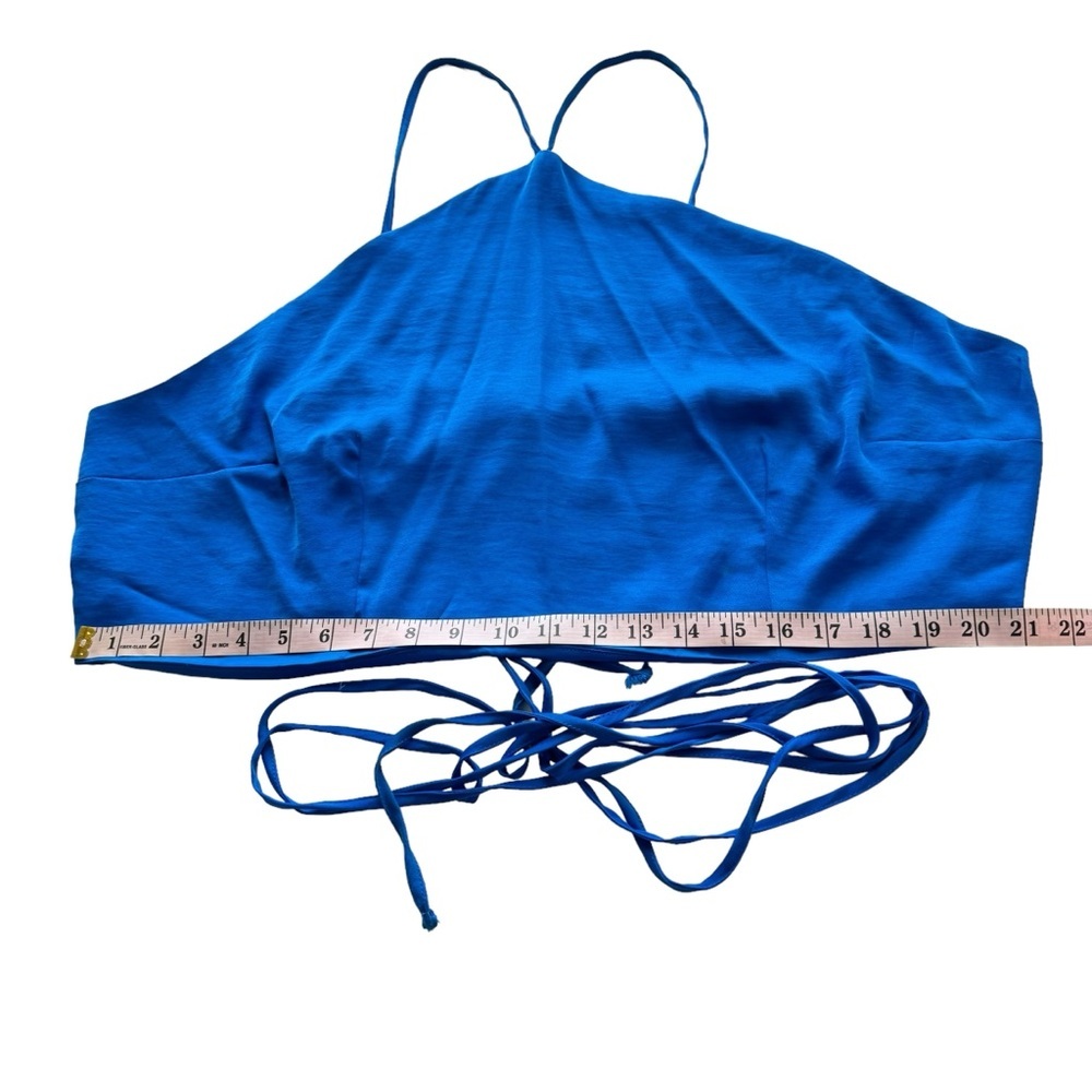 ELOQUII Bundle of 2 Satin Sheen Blue White Strappy Crop Top Plus Size 22 Tie - Picture 15 of 16